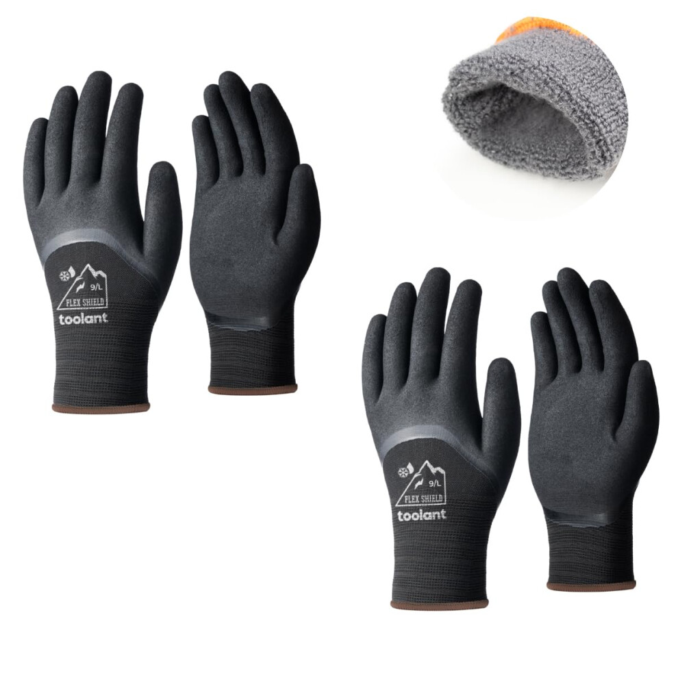 Photos - Safety Equipment toolant 2 Pairs Winter Work Gloves for Men & Women, 3/4 Waterproof Freezer Gloves with Dual-Layer Latex Coating, Thermal Ins