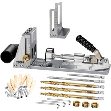 HOWOD Pocket Hole Jig Kit, Upgraded Professional Metal Pocket Screw Jig System with Detachable Vacuum Adapter, Sharp and Durable 9.5MM(3/8") Titanium