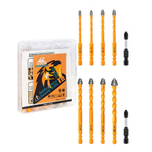 Upgraded Masonry Drill Bits Set 5*2/6*2/8*2/10/12mm, EXFEIN Serrated Drill Bits Set - 8-Piece Carbide Drill Bits and 2-Piece Magnetic Screwdriver Bits