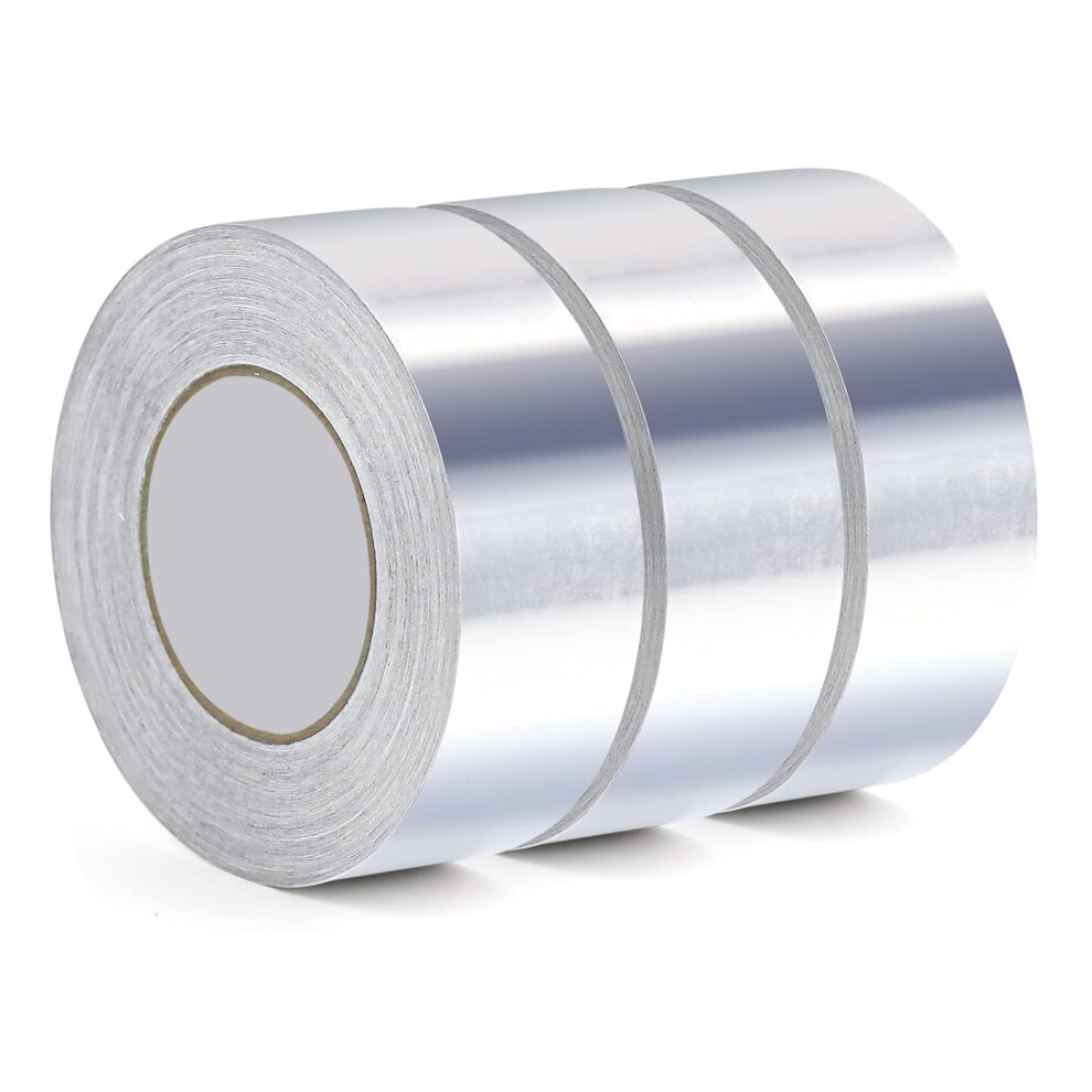Miaxonix Aluminium Foil Tape - 3 Rolls (50Mm X 50M) Adhesive Waterproof Insulation Tape For Duct Work, Pipe Repairing, Hvac Ventilation - Uv And Heat 5051222357316