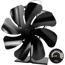 Tomersun 8 Blade Stove Fan, Heat Powered Fireplace Fan with Thermometer, Quiet Operation, for Wood Stove/Fireplace, Energy Efficient & Easy to Use