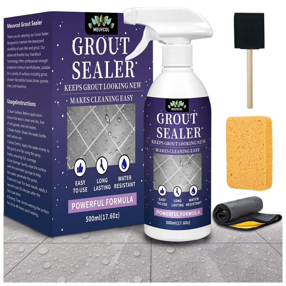 Grout Sealer,500Ml Waterproof Grout Sealer For Shower Floor Tiles - 100% Safe Porcelain Tile Sealant Spray - Long Lasting Clear Grout Protector 5051222357323