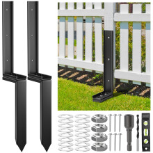 Housolution Fence Post Repair Kit, Steel Post Repair Stake with Adjustable Angle, Separated Anchor Ground Spike Easy to Fix Broken Wooden Posts,