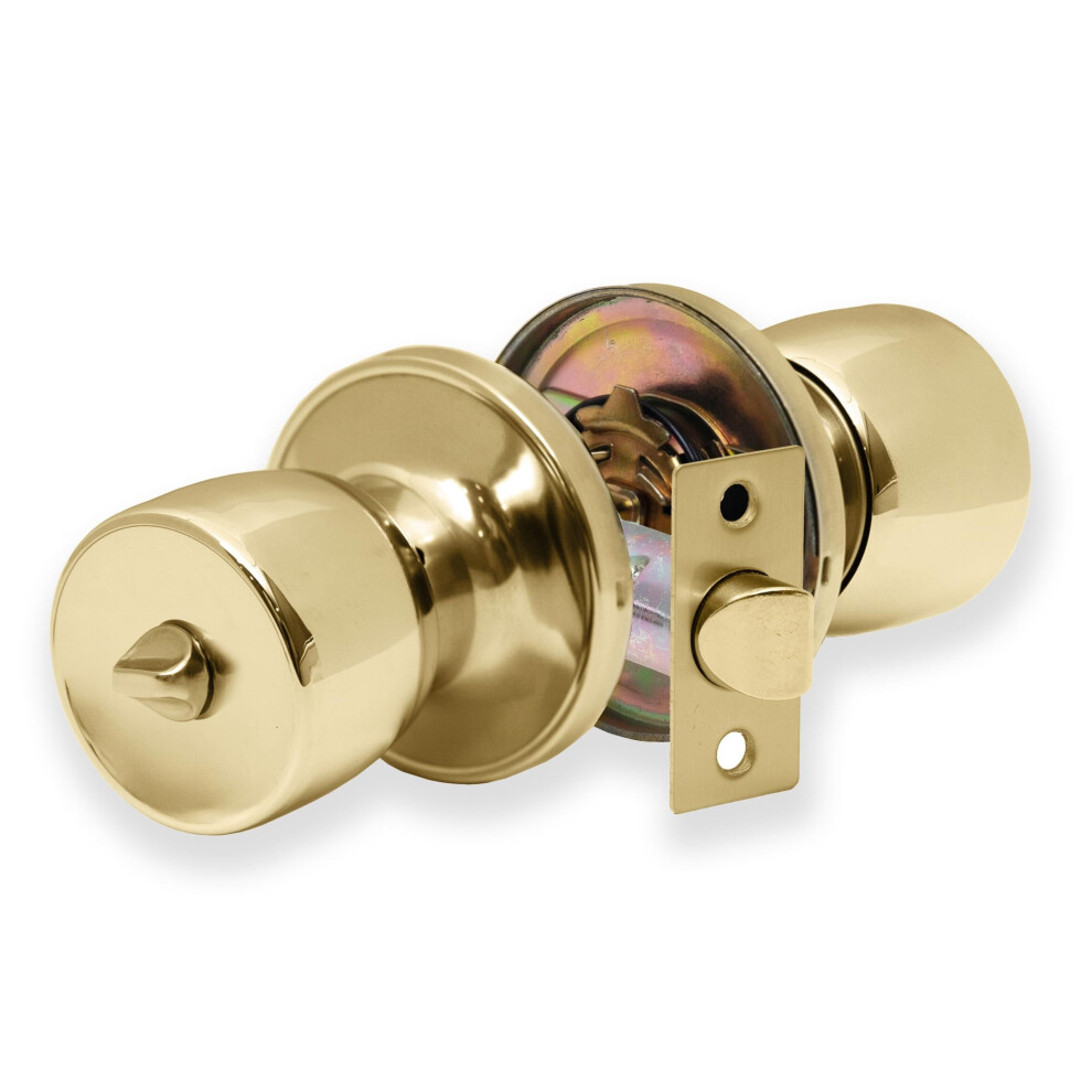 Xfort Tulip Privacy Knob Set Polished Brass, Keyless Door Knob With Lock For Internal Wooden Bathroom Doors 5051222359891