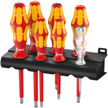 Wera 160 i/165 i/7 VDE Kraftform Alloy Steel Lasertip screwdriver Set, SL/PZ, 7pc, 05006148001 , Multi-colour