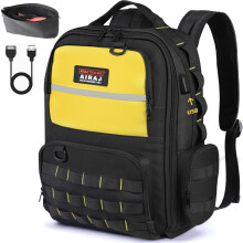 AIRAJ Tool Backpack,46x40x18cm,Heavy Duty Tool Bag Backpack with 23 Pockets Tool Storage Bag,Full Open Design, Tool Rucksack for Electrician &