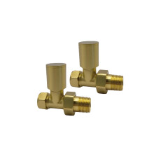 Greened House Alton Brushed Brass/Gold Straight Towel Rail Valves 1/2" /15mm Radiator valves
