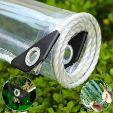 Transparent Tarpaulin, Clear Tarpaulin with Eyelets Waterproof Heavy Duty 420 g/m? PVC Clear Tarp Pergola Covers, Windproof Tear Resistant for Garden