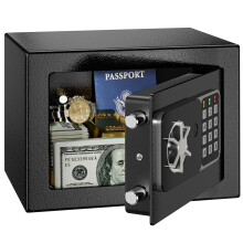 KABISAFE 6.8L Digital Small Safe Box, Mini Safes for Home Electronic Security Home Office Money Cash Safe Box With 2 keys, Wall Safes - Black