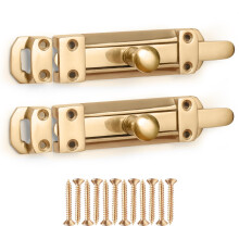 ZAVIA Brass Door Bolt Lock (Pack of 2) | 4-inch (100mm) Surface Mounted Internal Sliding Bolt Lock for Bedroom, Bathroom, Cabinets, Cupboards & Other