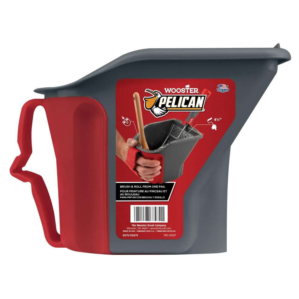 Wooster Brush Quart Pail 8619 Pelican Hand Held 1, Gray & Red 5051222365328