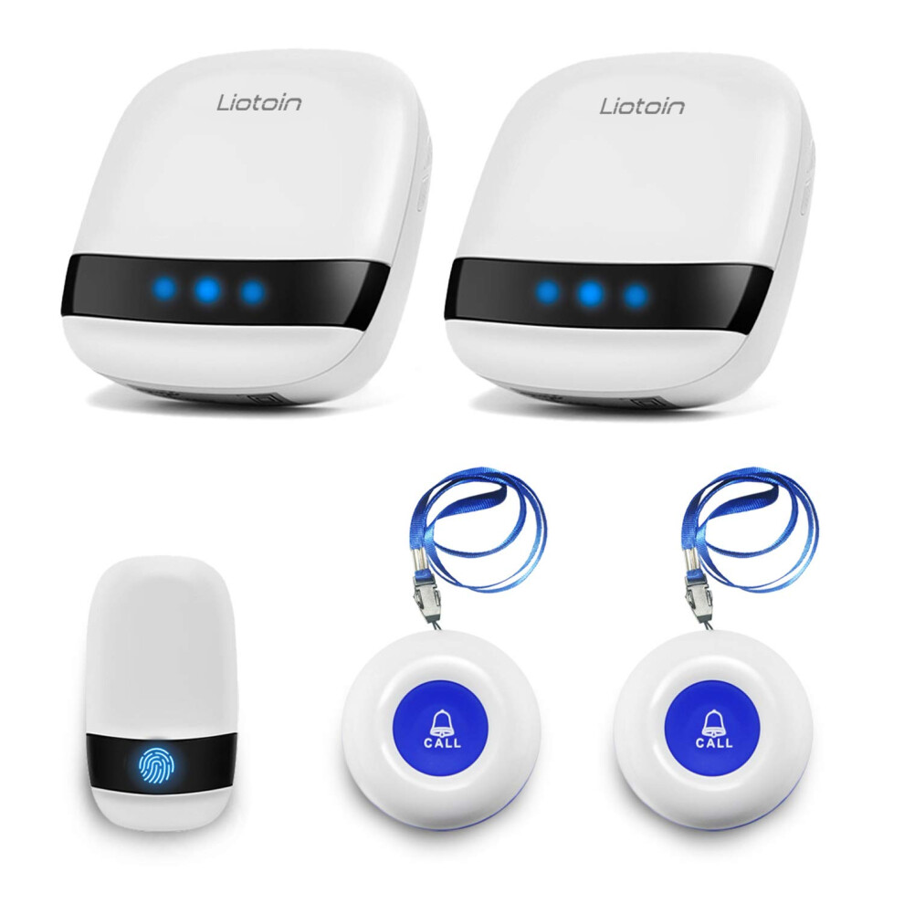Liotoin Wireless Caregiver Pager Elderly Alarm Call Button Personal Alarms Call Bell For Elderly Patient Nurse Panic Alarm Button Elderly Alert 5051222368947