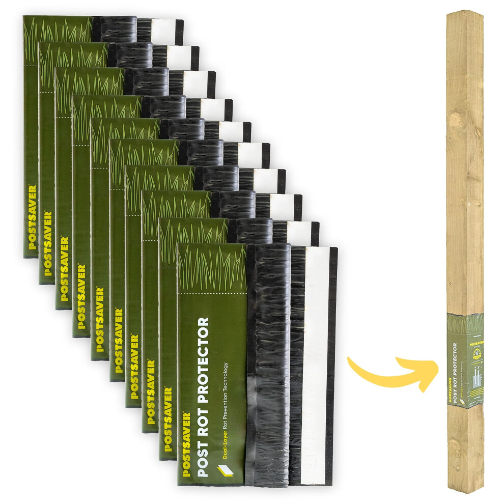 Postsaver Pro-Wrap Standard Fence Post Sleeve | Post Saver Dual-Layer Rot Protector | 20-Year Post Replacement Guarantee | Fits 3X3? To 4X4" Square 5051222368657