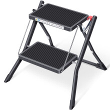 KINGRACK Step Ladder, Double Side Folding Step Stool, 2 Step Portable Ladder with handdle, Large Platform, Slim Household Stepladder with