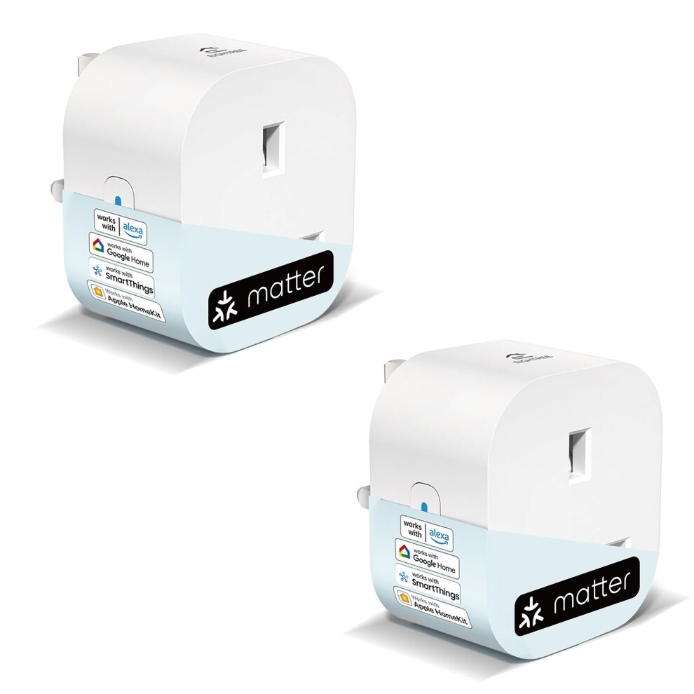 Eightree Matter Smart Plug With Energy Monitoring, Mini Wifi Plug Works With Apple Homekit, Alexa, Google Home, Smartthings, Remote Control, Timer & 5051222370308