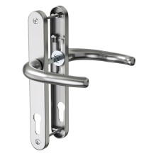 Bwintech 1 Set Satin Nickel UPVC Door Handle Set Stainless Steels 304, 92mm Backset, 210mm Screw Hole Distance, 243mm Plate Length Front Door Handles