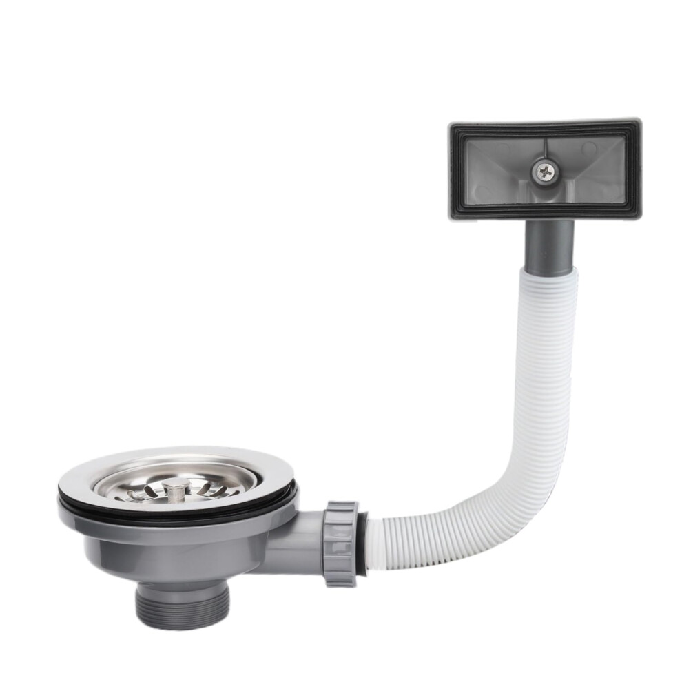 Kitchen Sink Waste Kit,Sopimusz Stainless Steel Sink Overflow Kit, 114Mm Kitchen Sink Strainer,With Overflow Pipes & Square Drain Cover 5051222369975