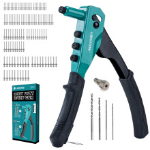 LIBRATON Rivet Gun Set, Pop Rivet Gun, Heavy Duty Rivet Tool, Professional Hand Riveter, Manual Riveting Tool with 120 Blind Rivets, 4 HSS Drill Bits,