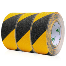 BOMEI PACK 3 Rolls Yellow and Black Anti Slip Tape 50mm x 10m High Traction Strong Grip Safety Stair Treads Self Adhesive Non-slip Warning Tape