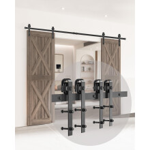10FT/305CM Sliding Barn Door Track Kit - Hardware for Double Doors, J-Shape Design