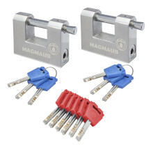 Magmaus? RT270 [Never-Rust] Heavy Duty Shipping Container Padlock with 12 Keys - [High Security] - Weatherproof Outdoor Lock - [Stainless Steel] -