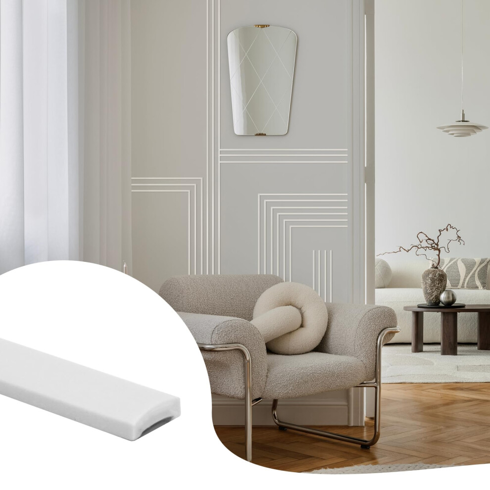 Jsiwoth 8M Peel And Stick Moulding Trim, White(Paintable) Flexible Pvc Self Adhesive Wall Trim, Waterproof Tile Edging, Mirror & Window Frame Border 5051222360675
