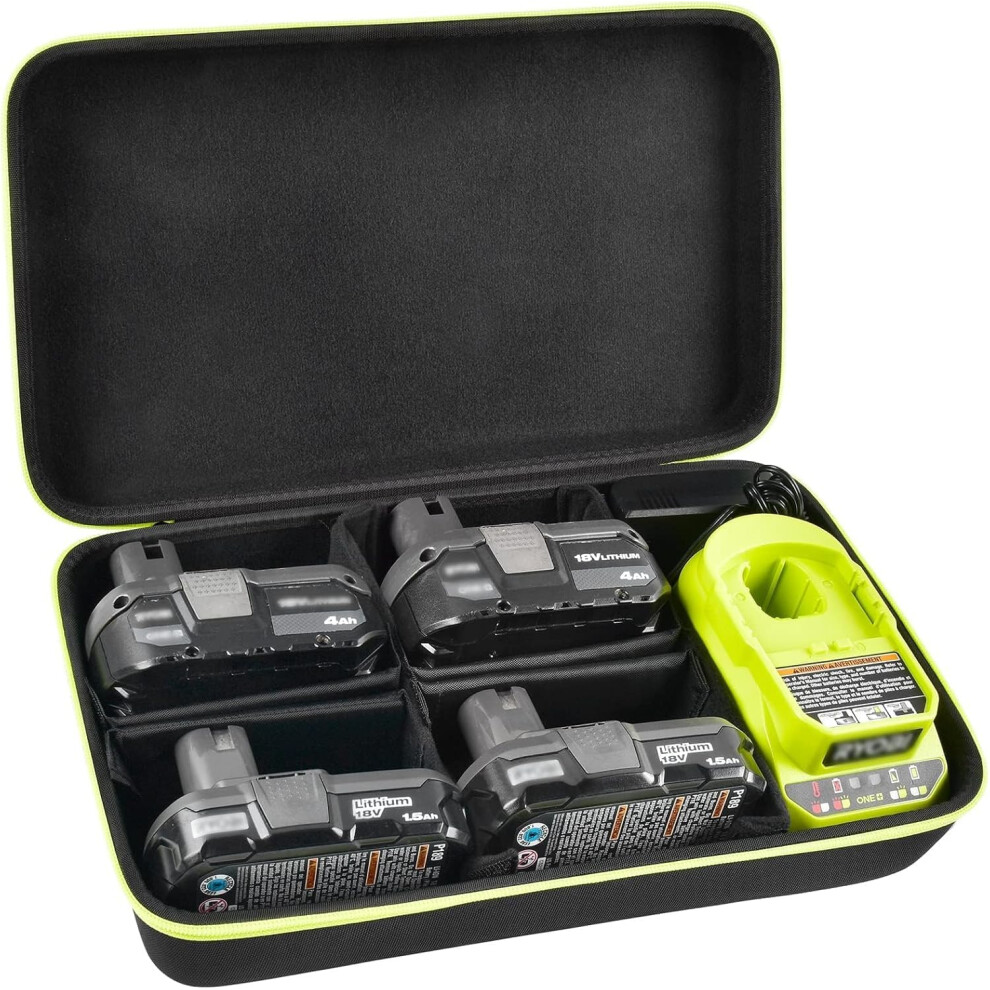 Case Compatible With Ryobi One+ 18V Lithium-Ion 4.0/3.5/3.0/2.0/1.5 Ah Compact Batteries. Storage Carrying Holder For 18-Volt Battery Charger. 5051222365281