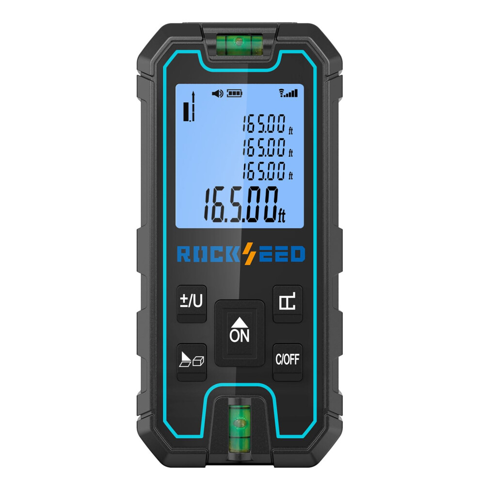 Laser Measure 100M, Rockseed Portable Accurate Laser Distance Meter, Digital Distance Measurement Tool With 2 Bubble Levels, Laser Distance Measure 5051222365342