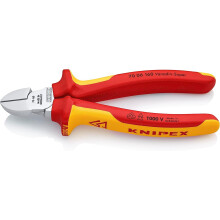 KNIPEX Diagonal Cutter Self-Service Card Chrome-Plated Insulated with Multi-Component Grips, VDE-Tested 160 mm, 70 06 160 SB