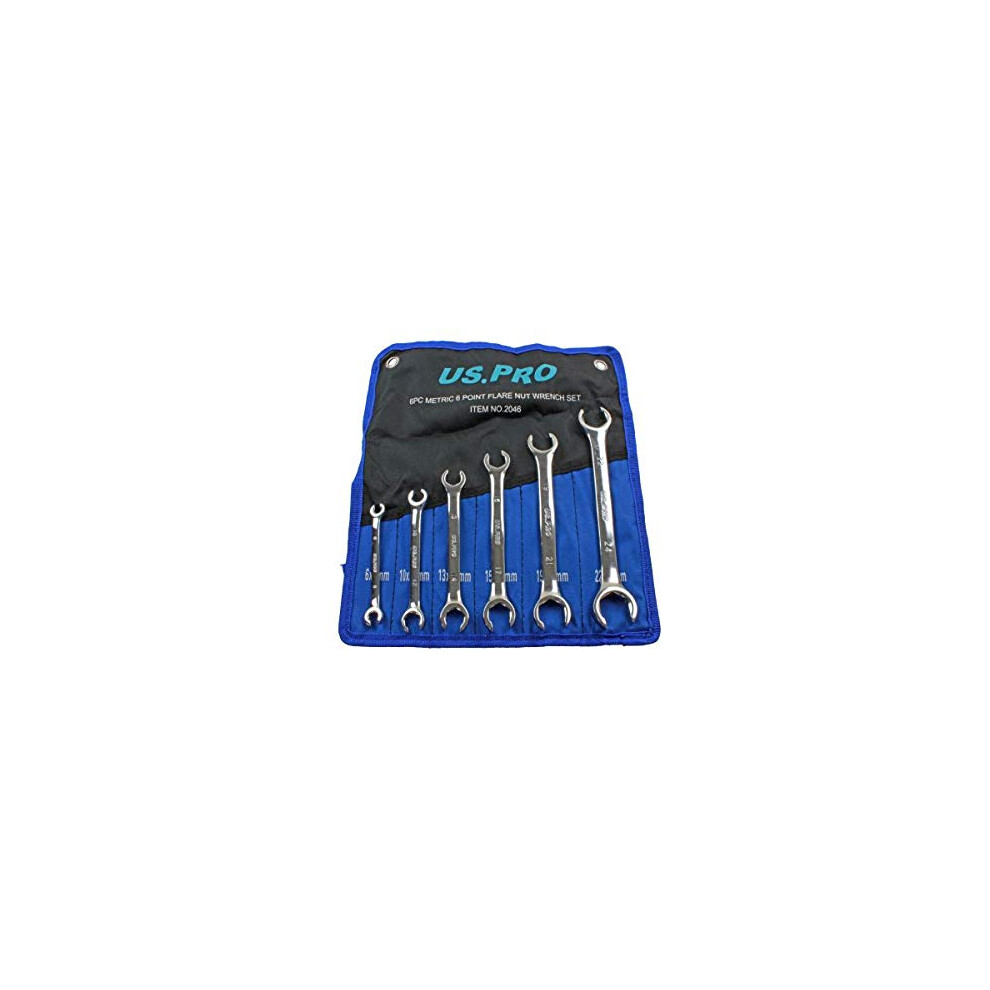 Us Pro 6 Piece Metric 6 Point Flare Nut Spanner Wrench Set 8-24Mm 2046
