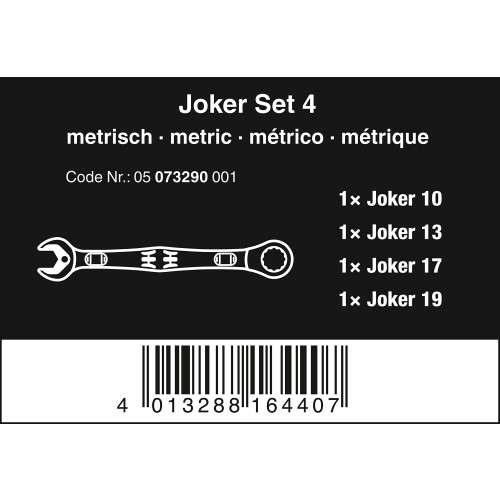 Wera Wera Joker Combination Ratchet Spanner Set, Metric, 4pc, 05073290001 1