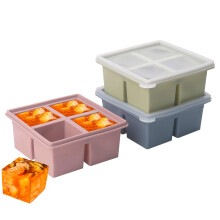 1/2 Cup Silicone Freezer Tray with Lid, BPA Meal Prep Molds 3Pack, Easy Release, Multicolor