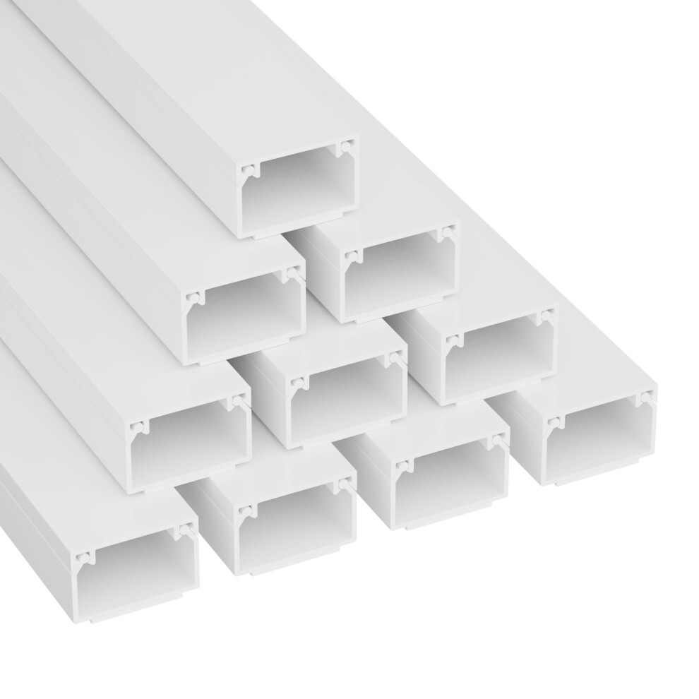 D-Line Square Box Cable Trunking, Self-Adhesive Cable Hider, Cable Management To Hide Single Cables - 10 X 25Mm (W) X 16Mm (H) - 1 Meter Lengths 5051222375938
