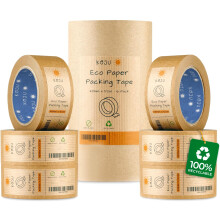 Koju Kraft Paper Packing Tape 48mm x 50m | 6 pack | Eco Friendly & Recyclable Brown Paper Tape for Parcel Packing & Picture Framing