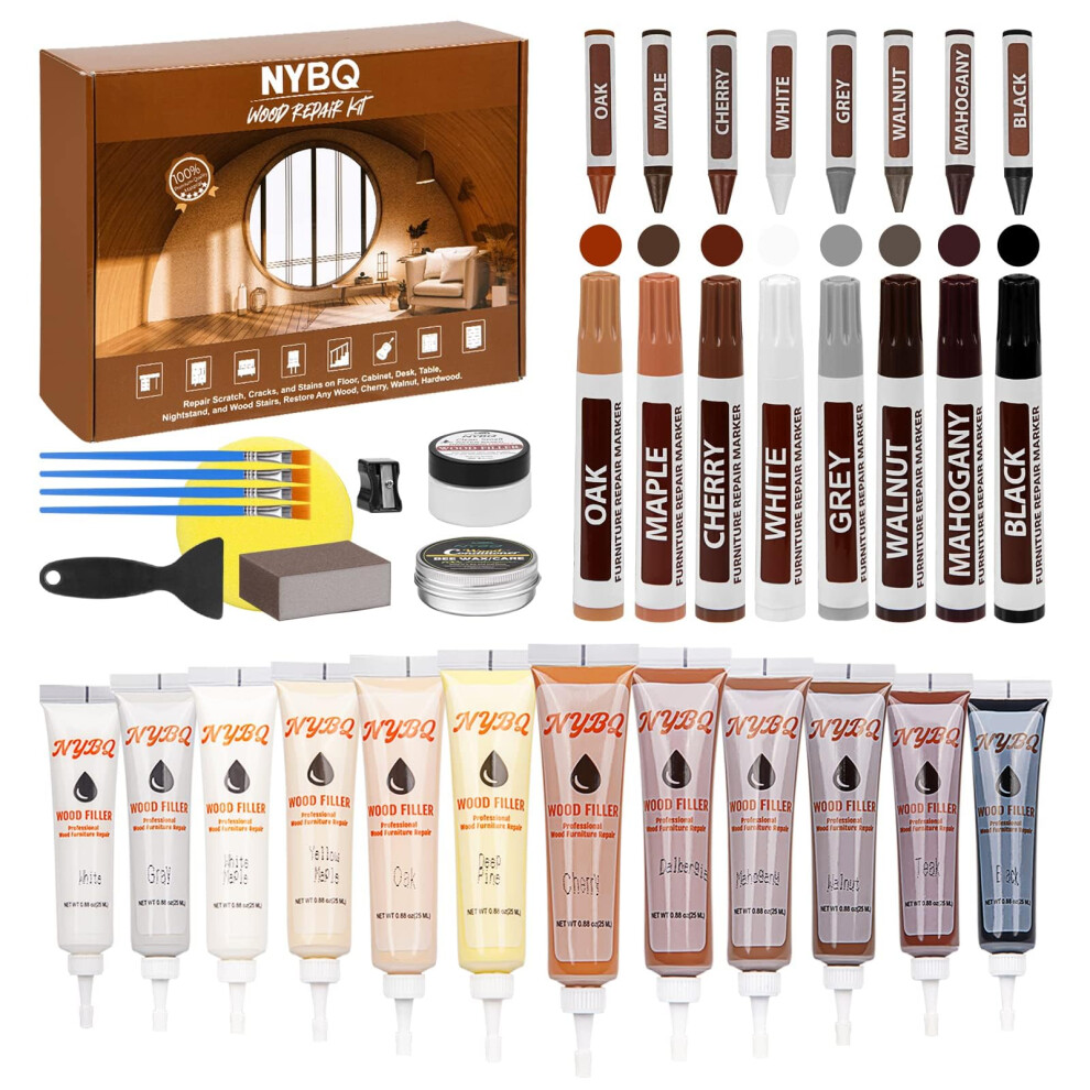 Nybq Laminate Floor Repair Kit, 41 Pieces Wood Repair Kit For Laminate Floors, Wood Putty, Furniture Repair Kit Restores Any Wood Surface, Scratches, 5051222371213
