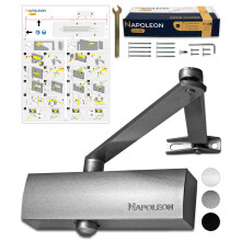NAPOLEON N-1000 Robust Automatic Door Closer - EN1154/EN1634 Standards - Commercial & Residential - Door from 20Kg to 60Kg Size 3 - Drilling Template