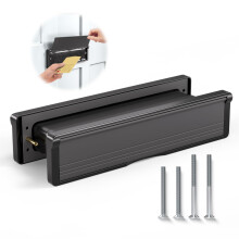 Bwintech 1 Set 305 * 70MM (12") Black Aluminium Adjustable Depth Door Letterbox,Fit for 40-80mm Thickness Wooden,UPVC,Composite,Internal and External