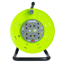IONOS 4 Socket Cable Reel, 25m, Green, 13 Amp, Thermal Cut Out, Heavy Duty, Outdoor Extension Lead, Ideal for Garden, Workshop, DIY, Power Tools