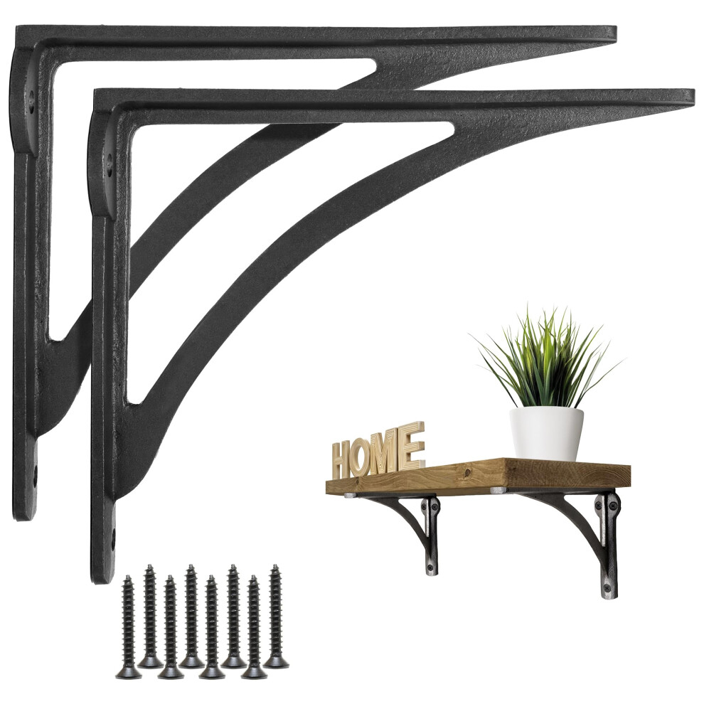 Eduwurxs Ironbridge Cast Iron Heavy Duty Shelving Brackets | Wall Shelf Supports (7X8" Pack Of 2) 5051222373675