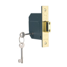 Yale British Standard 5 Lever Mortice Deadlock, High Security, Visi Pack, Suitable for External Doors, Brass Finish, 2.5 Inch/64 mm