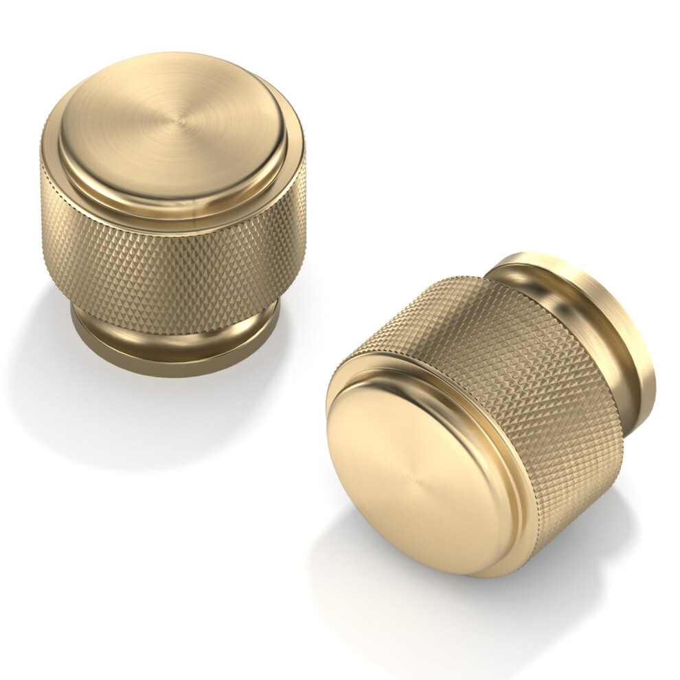 Furniware 10 Pack Champagne Bronze Knurled Cabinet Knobs, 25Mm Single Hole Handle, Gold Kitchen Cupboard Pulls, Modern Door Knobs For Drawer Dresser, 5051222371589