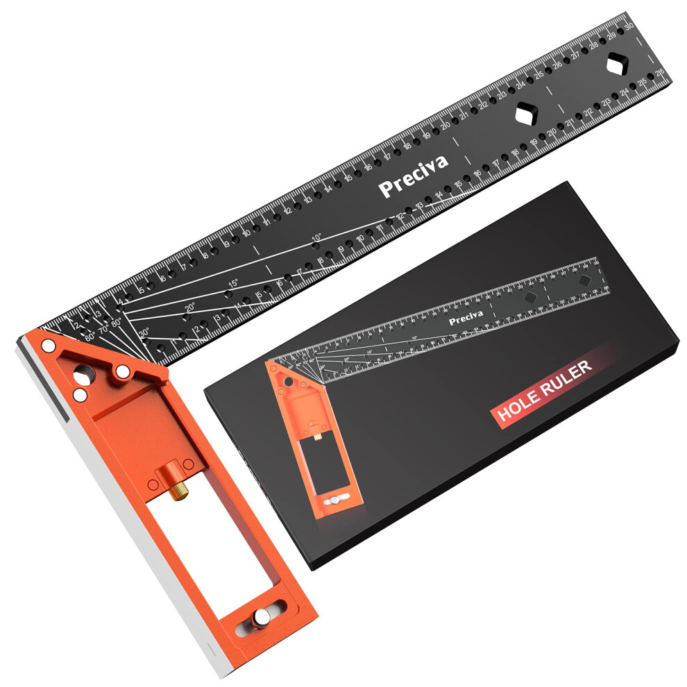 Carpenters Squares Tool, Preciva Combination Square12 Inch/300Mm, Stainstainless Steel Angle Ruler, Woodworking Toolkit L Shape (Carpenter Square) 5051222373934