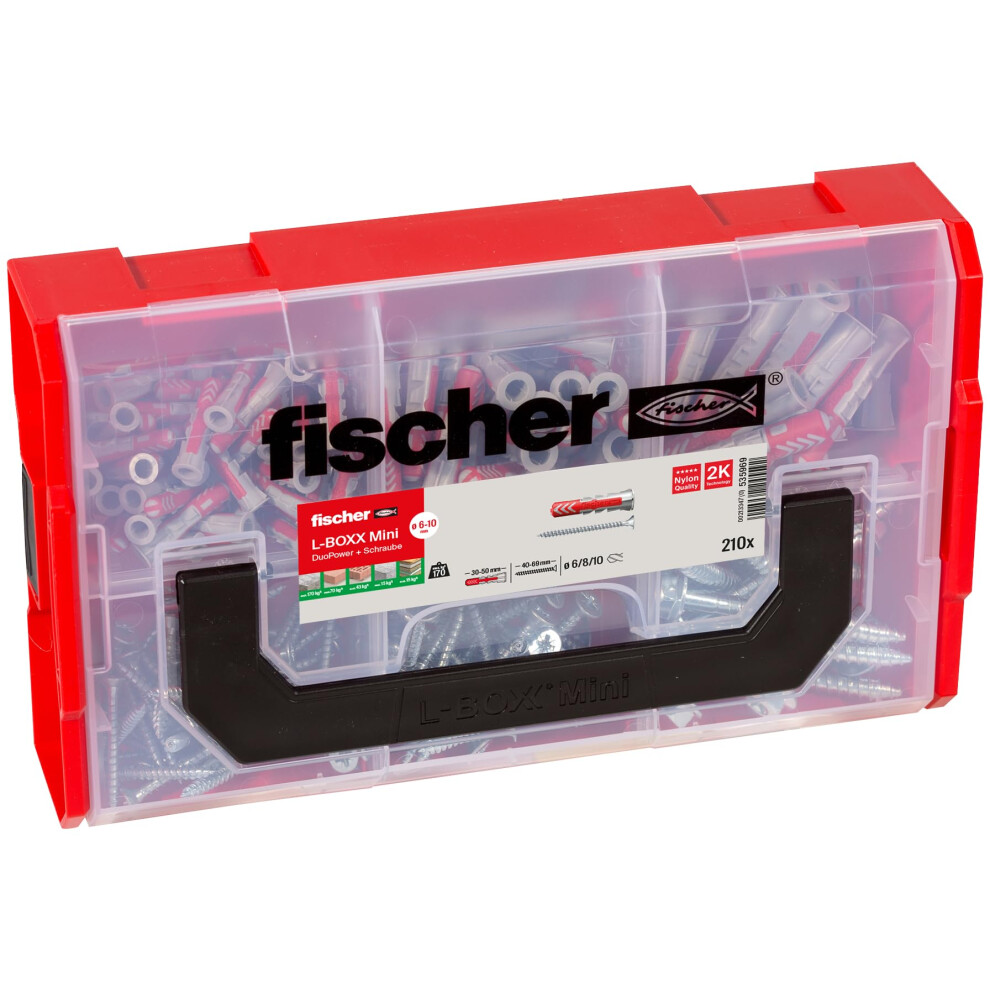 Fischer Fixtainer Duopower And Screw, 210 Pieces, 535969