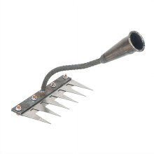 Heavy Duty Carbon Steel Weeding Rake with Ergonomic Handle, SixTooth Garden Tool for Lawn and Farming