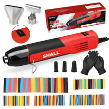 SHALL 350W Mini Heat Gun Set, Portable Hot Air Gun with Reflector Nozzle & Foldable Stand, 2 Temperature Settings 230?/400?, for Crafts, Shrink Wrap,