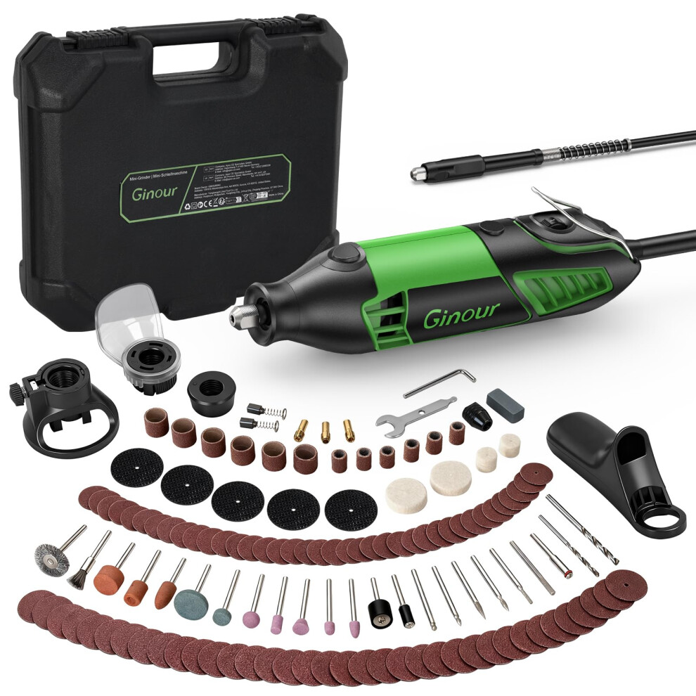 Ginour Rotary Tool Kit 200W Rotary Multi Tool 6 Variable Speed 8000-35000Rpm With Keyless Chuck And Flex Shaft, 135Pcs Accessories Set For Diy Craft, 5051222376409