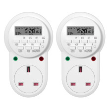 HBN Digital Programmable Plug-in Timer Socket, 24 Hours/7 Day Weekly Electronic Light Timer Plug with 9 On-Off Programs and Anti-Theft Random Function