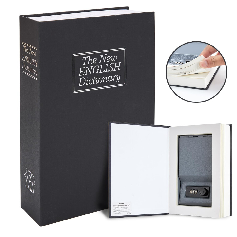 Book Safe With Combination Lock, Ohuhu Real Paper Diversion Secret Safe, Dictionary Money Box With Code Lock, Portable Lock Box Safe Box For Key Cash 5051222380727