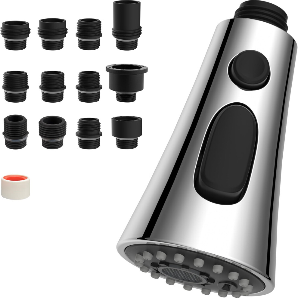Hibbent Kitchen Faucet Head Replacement, Pull Down Kitchen Spray Head With 9 Adapters, 3-Function Kitchen Sink Spray Nozzle Compatible With Moen, Eu 5051222383506