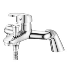 Coleniny Modern Bath Shower Mixer Tap with Filler Spout, Single Lever Monobloc Shower Bath Tap, Exposed Faucet Solid Brass Chrome Finished-1/2''